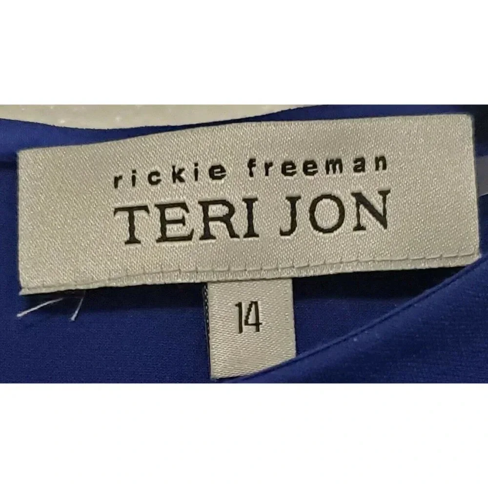 Teri Jon Royal Blue Stretch Cold Shoulder Dress - Picture 9 of 9